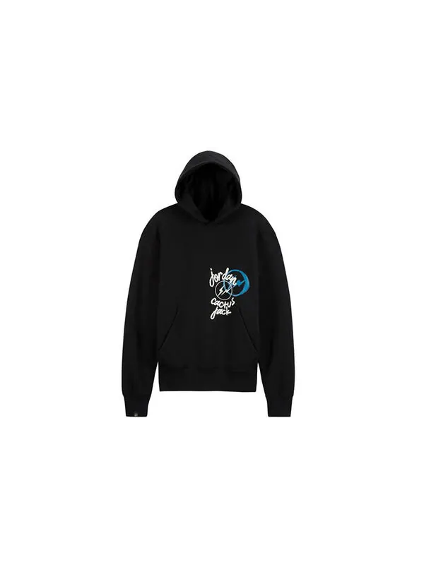 Толстовка Air Jordan x Travis Scott x Fragment Cartoon Printing Hoodie 'Black White' — изображение 2 из 3, черный