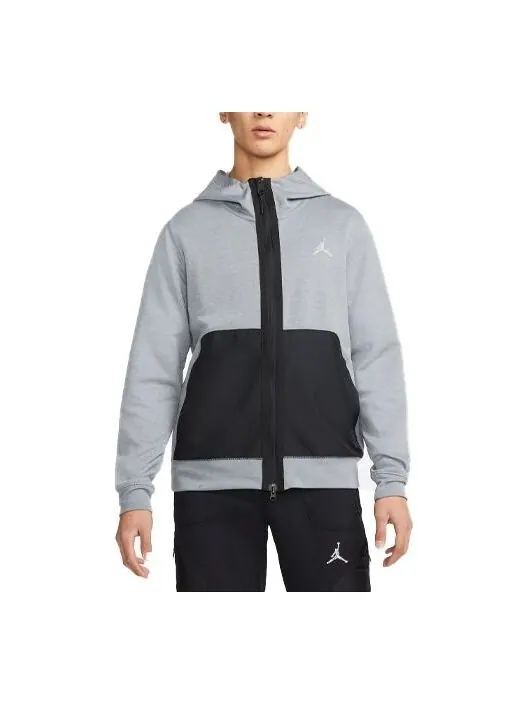 Толстовка Men's Air Jordan Contrasting Colors Pocket Sports Hooded Cardigan Jacket Gray — изображение 1 из 3, серый