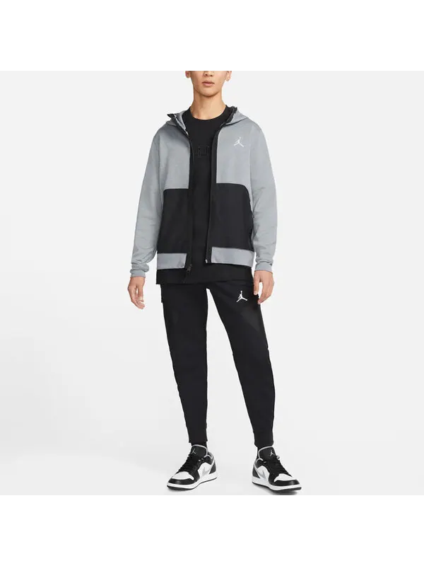 Толстовка Men's Air Jordan Contrasting Colors Pocket Sports Hooded Cardigan Jacket Gray — изображение 3 из 3, серый