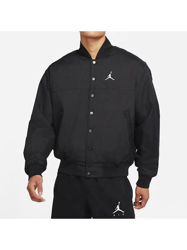 Куртка Men's Air Jordan Logo Baseball Collar Jacket Autumn Black — изображение 3 из 4, черный