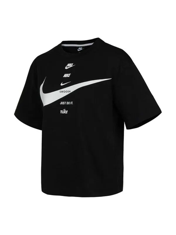 Футболка с логотипом и принтом свободные с круглым вырезом и коротким рукавом Nike — изображение 1 из 4, черный