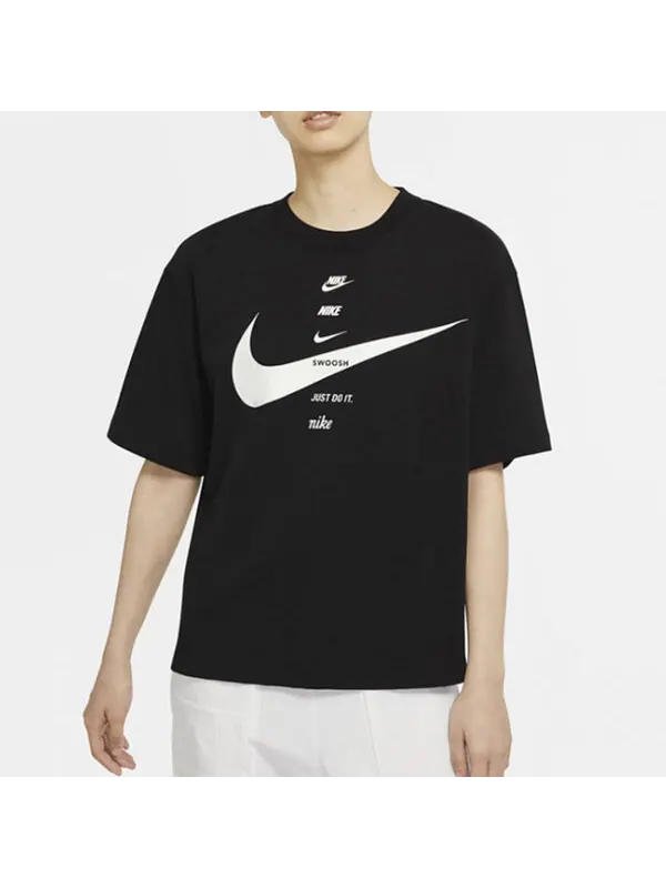 Футболка с логотипом и принтом свободные с круглым вырезом и коротким рукавом Nike — изображение 3 из 4, черный