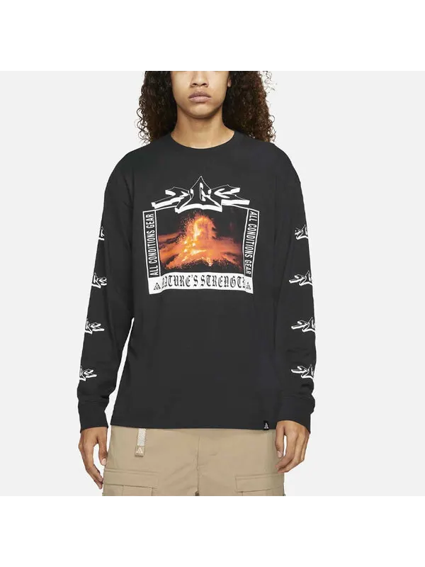 Толстовка Men's Nike Acg Printing Round Neck Pullover Black — изображение 3 из 4, черный