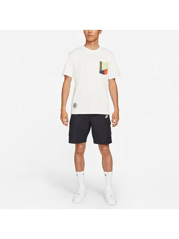 Футболка Nike Sportswear Tee Contrasting Colors Pocket Round Neck Sports Short Sleeve White — изображение 3 из 3, белый