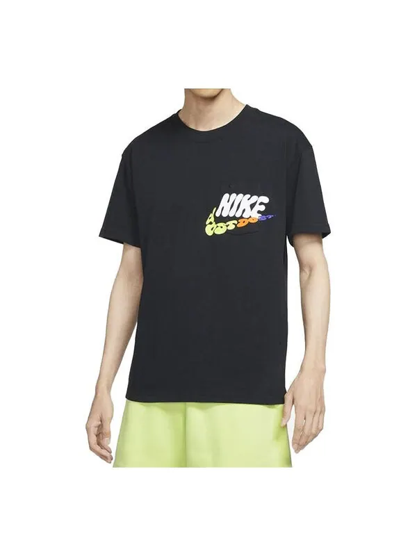 Футболка Nike Sportswear Pocket Logo Printing Sports Round Neck Short Sleeve Black — изображение 1 из 3, черный