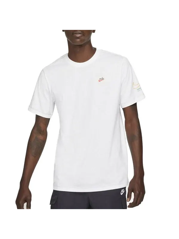 Футболка men's nsw tee swoosh 50 lbr casual sports breathable printing short sleeve white t-shirt Nike — изображение 3 из 4