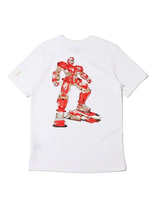 Футболка Men's Nike Sportswear Transformers Printing Sports Round Neck Short Sleeve White T-Shirt — изображение 1 из 4, белый