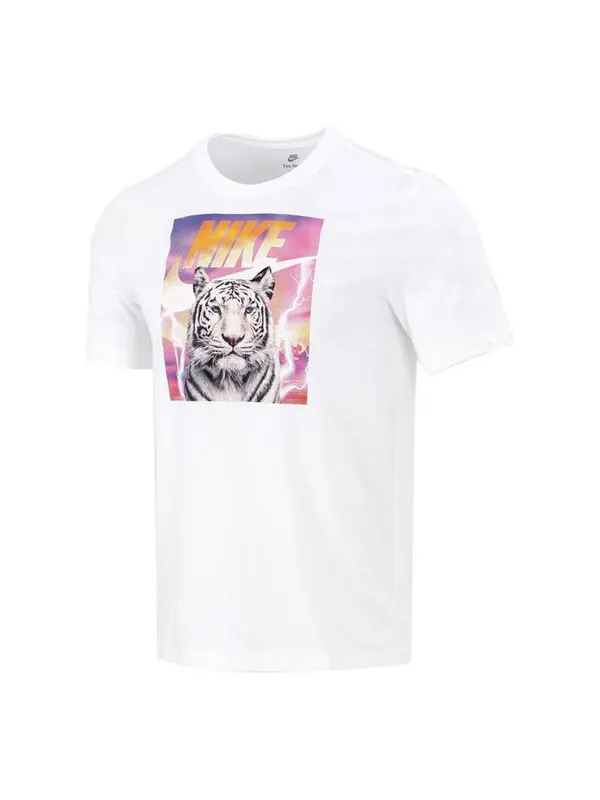 Футболка men's printing sports breathable round neck short sleeve white t-shirt Nike — изображение 1 из 4, белый
