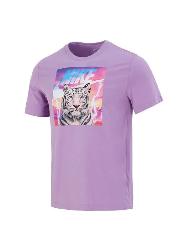 Футболка Men's Nike TIGER Pattern Logo Athleisure Casual Sports Short Sleeve Purple T-Shirt — изображение 1 из 4, мульти