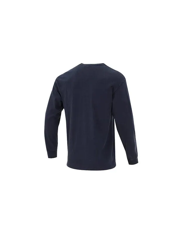 Футболка men's solid color small logo round neck long sleeves navy blue t-shirt Nike — изображение 2 из 4, темно-синий