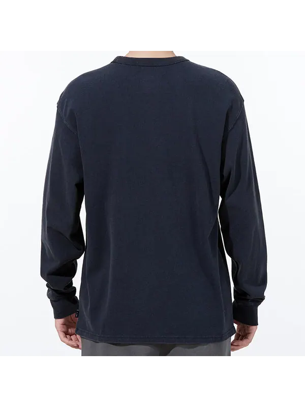 Футболка men's solid color small logo round neck long sleeves navy blue t-shirt Nike — изображение 4 из 4, темно-синий