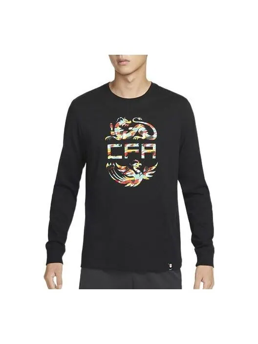 Футболка Nike CFA Long Sleeve T-Shirt 'Black' — изображение 1 из 3, черный/мульти