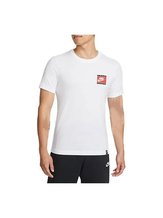 Футболка Nike Printing Logo Solid Color Round Neck Short Sleeve White — изображение 1 из 3, мульти