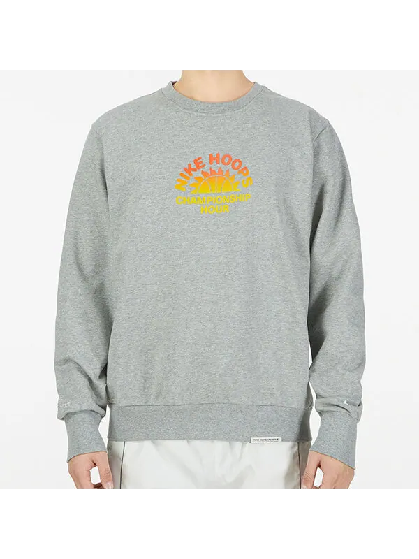 Толстовка Nike Standard Issue Pattern Printing Loose Round Neck Sports Gray — изображение 3 из 4, серый