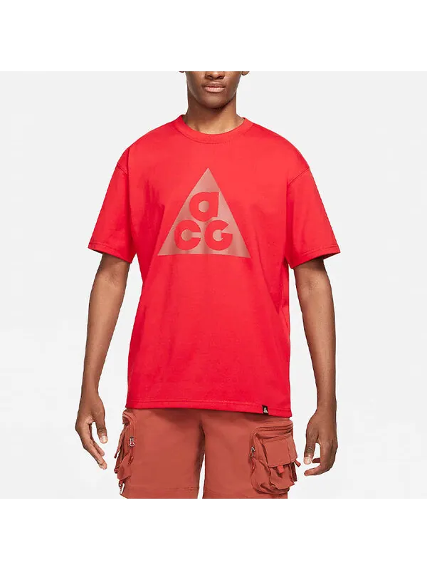 Футболка Men's Nike Triangle Logo Printing Sports Round Neck Short Sleeve Red T-Shirt — изображение 3 из 4, мульти