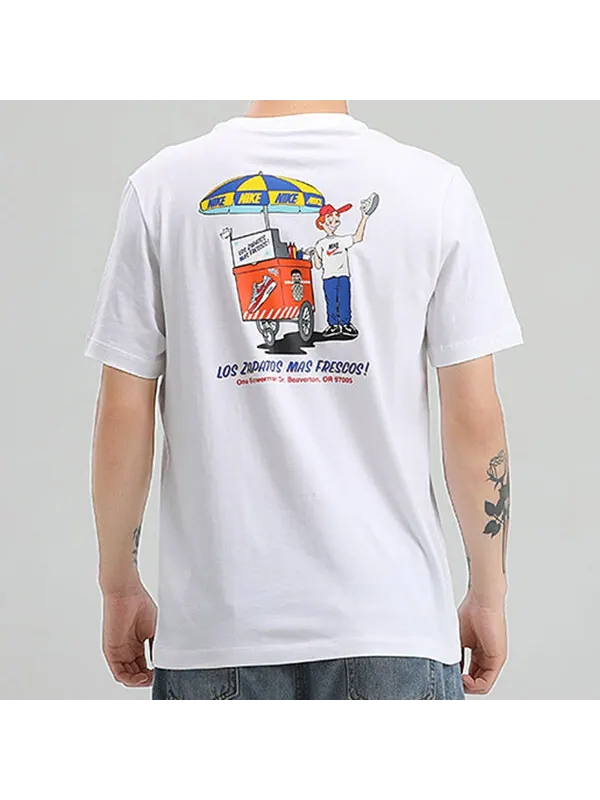 Футболка men's athleisure casual sports round neck breathable short sleeve white t-shirt Nike — изображение 3 из 4, белый