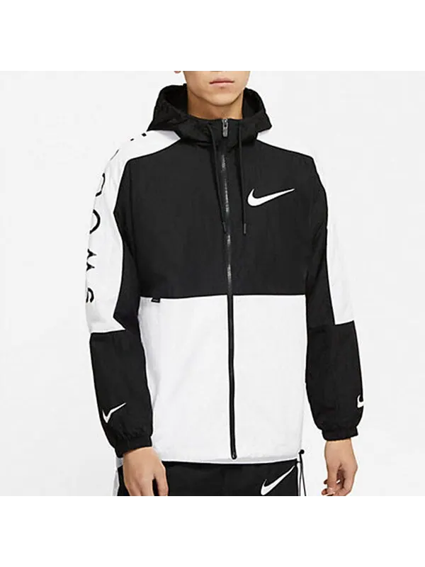 Куртка Nike Casual Sports Hooded Jacket Men's Black/White — изображение 3 из 4, белый