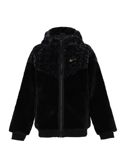 Куртка флисовые с леопардовым принтом сохраняющие тепло куртка с капюшоном Nike — изображение 1 из 2, черный