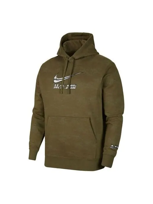 Толстовка Nike Sportswear Casual Sports Logo Alphabet Printing Olive Green — изображение 1 из 3, оливковый зеленый