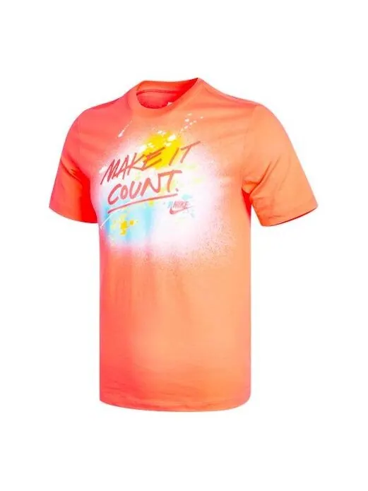 Футболка sportswear splash ink alphabet printing sports short sleeve orange Nike — изображение 1 из 4, оранжевый