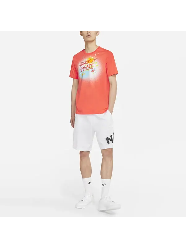 Футболка sportswear splash ink alphabet printing sports short sleeve orange Nike — изображение 3 из 4, оранжевый