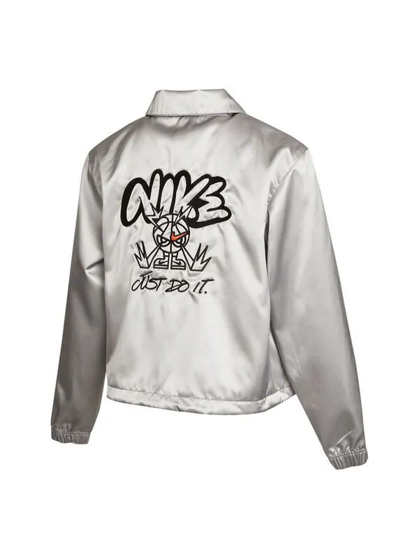Куртка граффити вышитая тканая спортивная куртка с лацканами серебристая Nike — изображение 1 из 4, серебряный