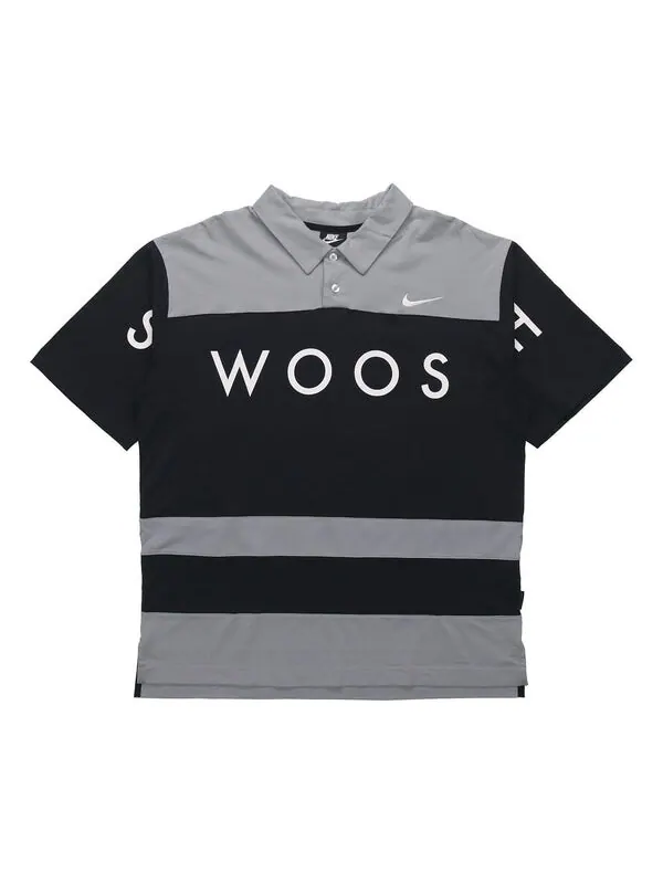 Футболка sportswear swoosh logo printing contrasting colors loose polo shirt black Nike — изображение 1 из 4, черный