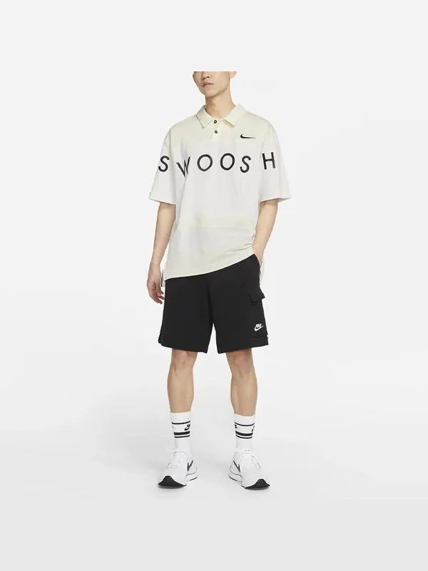 Футболка sportswear swoosh logo printing contrasting colors loose polo shirt white Nike — изображение 3 из 4, белый