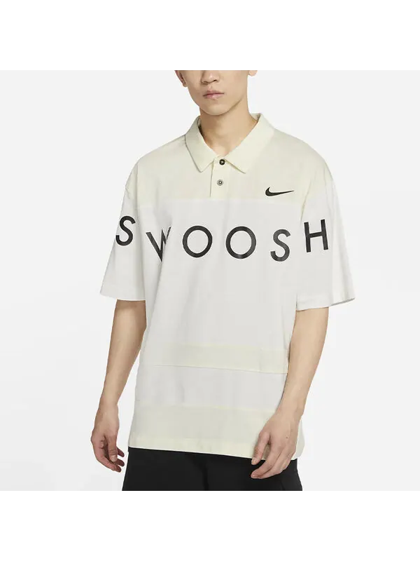 Футболка sportswear swoosh logo printing contrasting colors loose polo shirt white Nike — изображение 4 из 4, белый