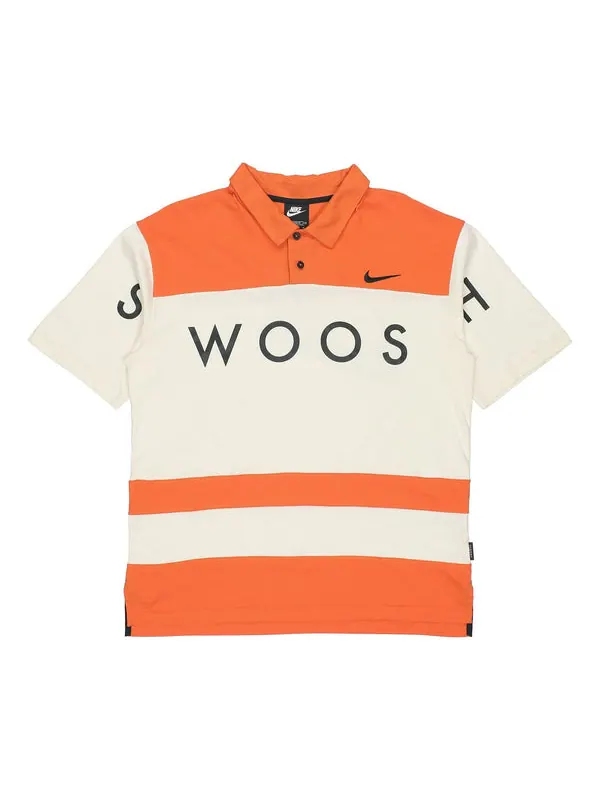 Футболка sportswear swoosh logo printing contrasting colors loose polo shirt orange Nike — изображение 1 из 4, оранжевый