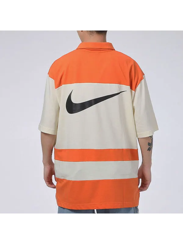 Футболка sportswear swoosh logo printing contrasting colors loose polo shirt orange Nike — изображение 4 из 4, оранжевый