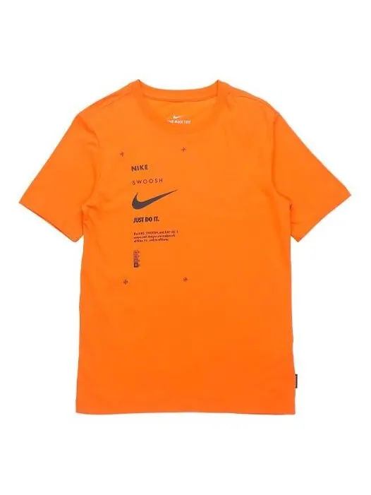 Футболка спортивная одежда swoosh club печать алфавит спорт круглый вырез короткий рукав оранжевый Nike — изображение 1 из 4