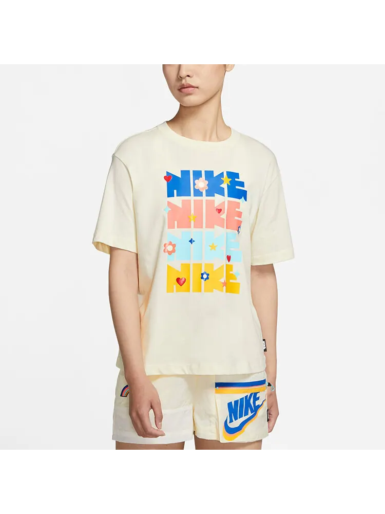 Футболка Nike Sportswear Essential Printing Round-neck DJ5377-111 — изображение 3 из 8, кокосовое молоко