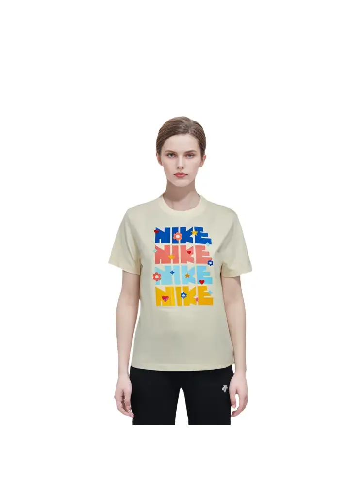 Футболка Nike Sportswear Essential Printing Round-neck DJ5377-111 — изображение 4 из 8, кокосовое молоко