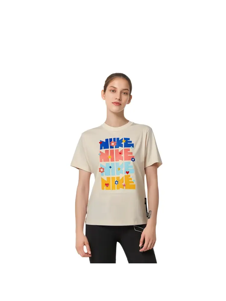 Футболка Nike Sportswear Essential Printing Round-neck DJ5377-111 — изображение 6 из 8, кокосовое молоко