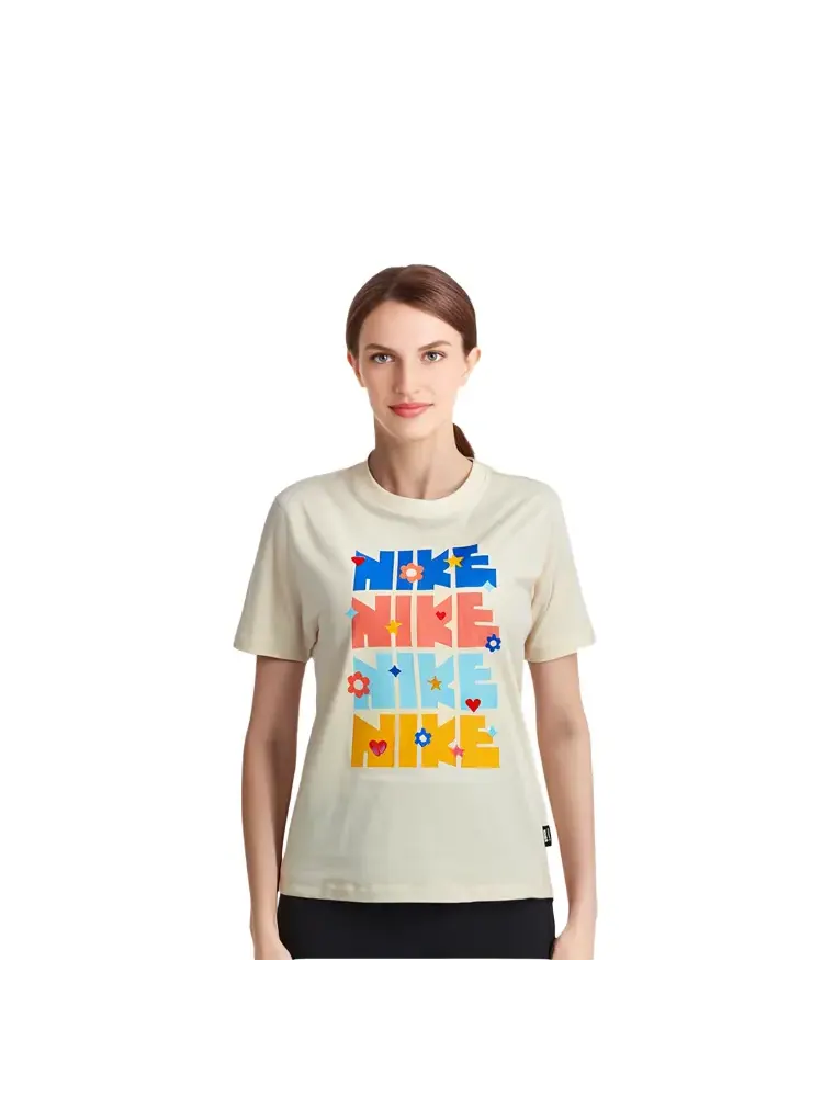 Футболка Nike Sportswear Essential Printing Round-neck DJ5377-111 — изображение 7 из 8, кокосовое молоко