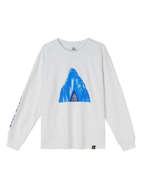 Футболка men's acg ice cave casual sports breathable round neck long sleeves white t-shirt Nike — изображение 1 из 4, белый