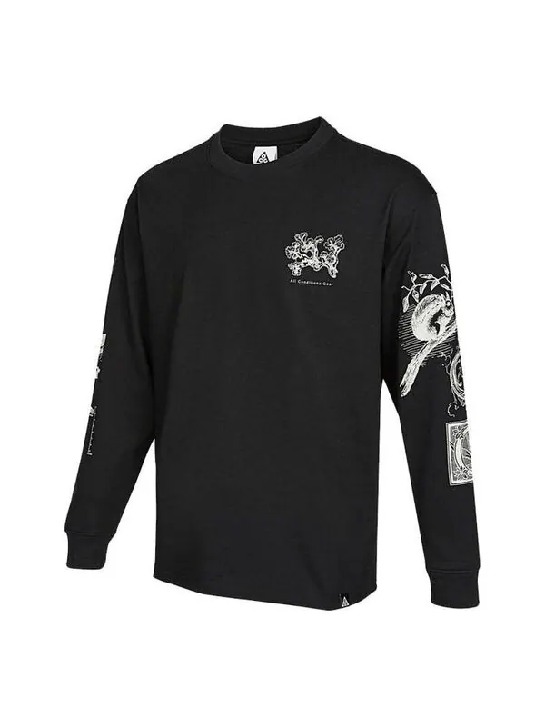 Футболка men's acg iceland printing sports round neck long sleeves black t-shirt Nike — изображение 1 из 4, черный