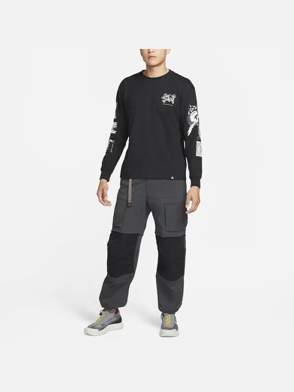 Футболка men's acg iceland printing sports round neck long sleeves black t-shirt Nike — изображение 3 из 4, черный