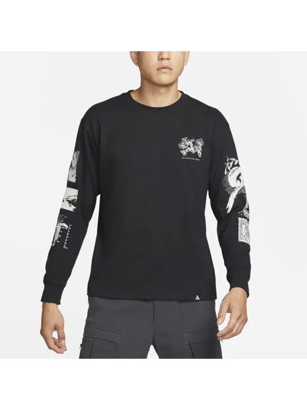 Футболка men's acg iceland printing sports round neck long sleeves black t-shirt Nike — изображение 4 из 4, черный