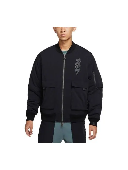 Куртка men's zion flight alphabet embroidered aviator woven padded clothes black jacket Air Jordan — изображение 1 из 3