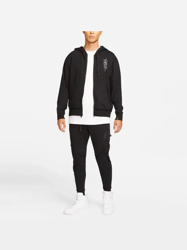 Спортивные штаны Air Jordan Zion Performance Alphabet Embroidered Solid Color Bundle Feet Sports — изображение 3 из 4, черный