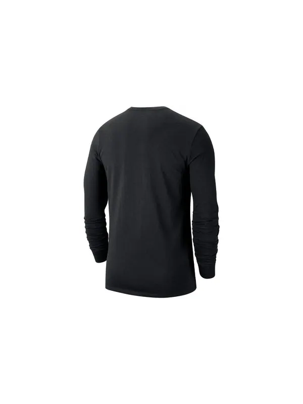 Футболка men's casual round neck pullover printing long sleeves black t-shirt Nike — изображение 2 из 4, черный