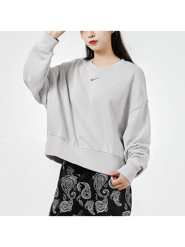 Свитер logo loose sports round neck pullover gray hoodie Nike — изображение 2 из 3, серый