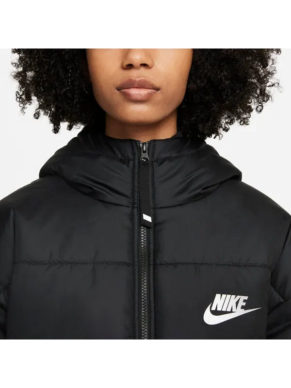 Куртка (WMNS) Nike Sportswear Therma-Fit Repel Hooded Puffer Jacket 'Black' — изображение 3 из 4, черный