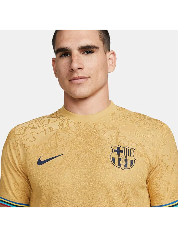 Футболка fc barcelona 22 23 dri fit adv матч выездная футболка Nike — изображение 2 из 4, желтый/мульти