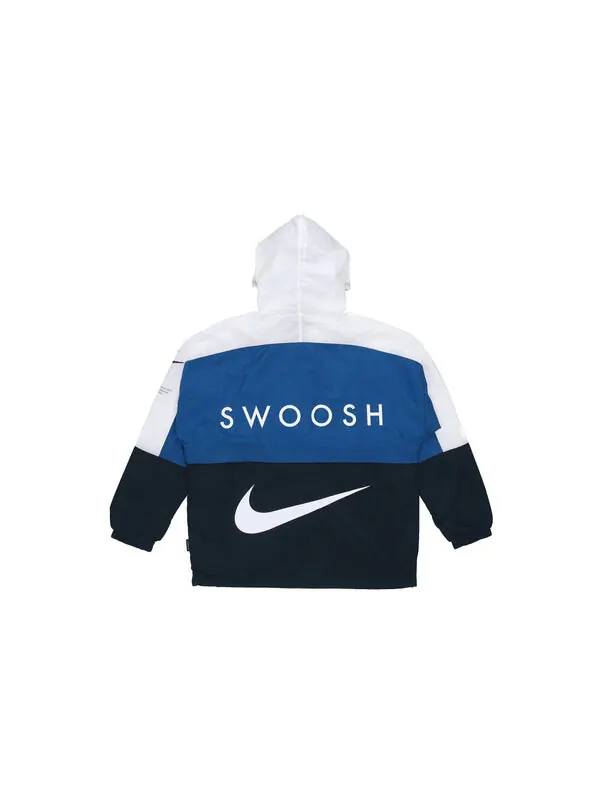 Куртка Nike Sportswear Swoosh Contrast Color Stitching Sports hooded Woven Jacket Blue — изображение 2 из 4, синий