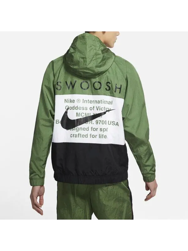 Куртка swoosh ветрозащитная спортивная тканая куртка с капюшоном мужская Nike — изображение 3 из 4, зеленый
