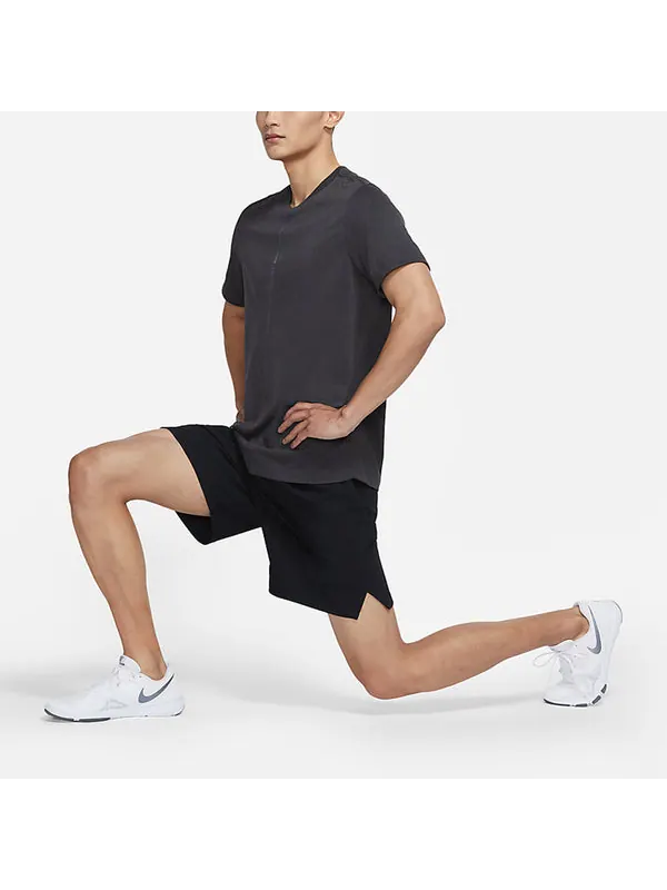 Футболка yoga dri-fit solid color quick dry sports short sleeve black Nike — изображение 3 из 3, черный