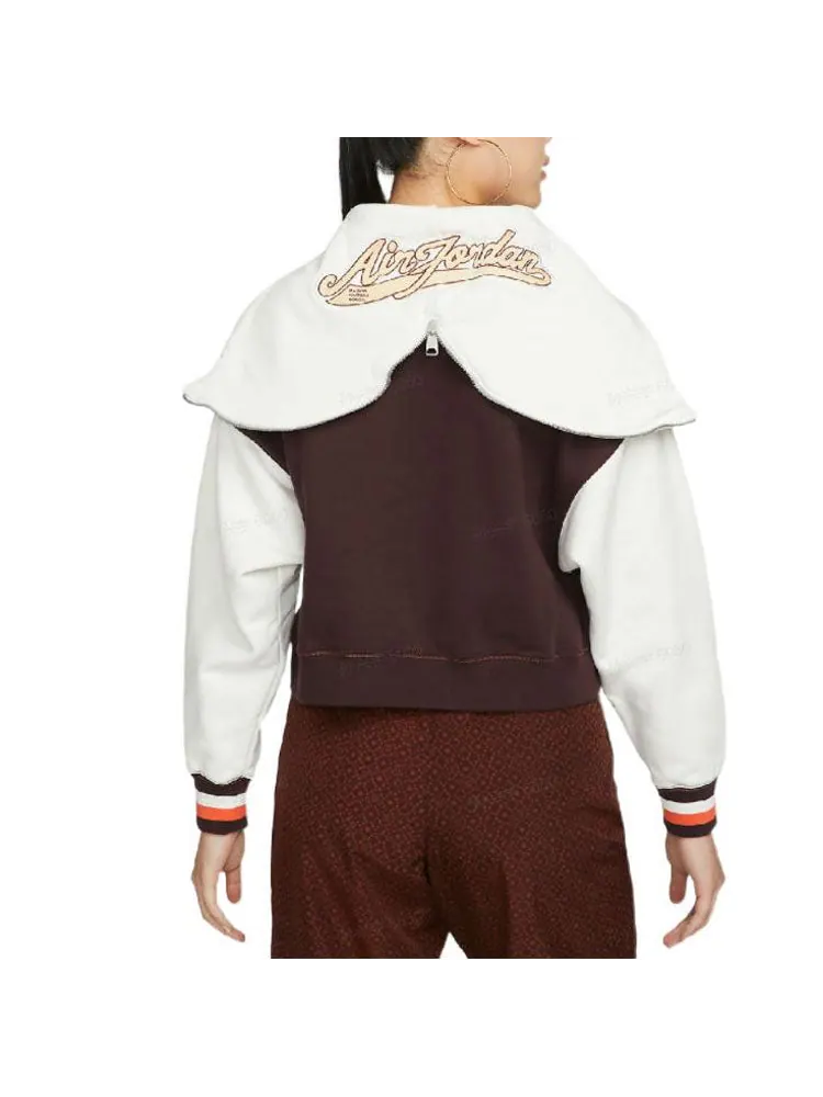 Худи (WMNS) Air Jordan x Maison Chateau Rouge Crossover Colorblock Splicing Hoodie Asia Edition Brown — изображение 5 из 5